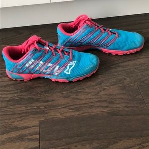 Inov8 F-Lite 215 Fitness Shoes. Blue and pink, 7